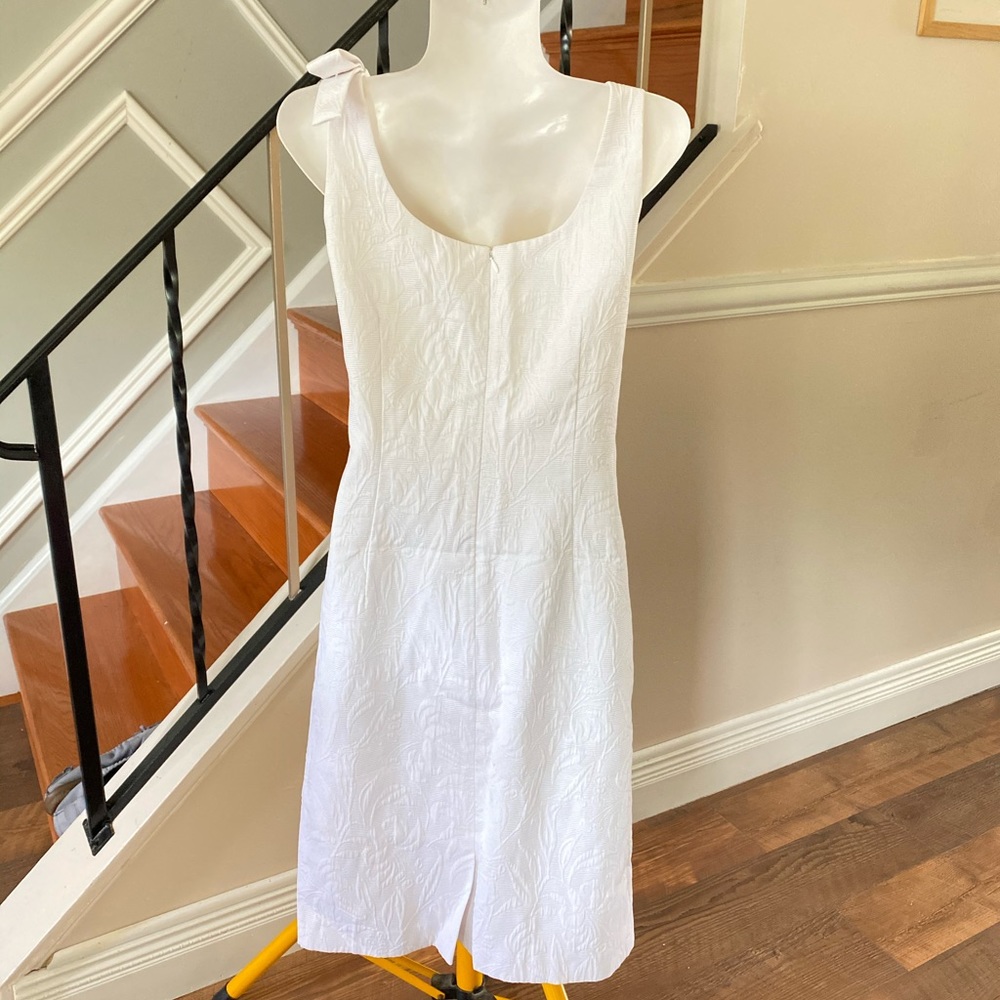 Talbots WHITE BOW DETAIL SHIFT DRESS - Picture 2 of 13